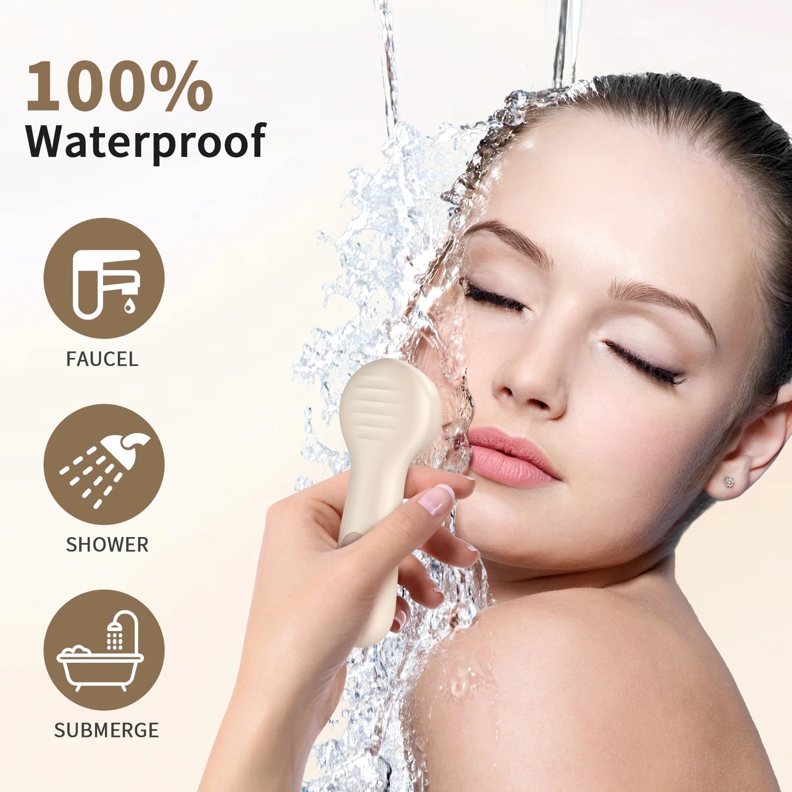Facial Cleansing Brush, IPX7 Waterproof Sonic Face Scrubber, Rechargeable Electric Silicone Face Brush for Deep Cleansing and Exfoliation