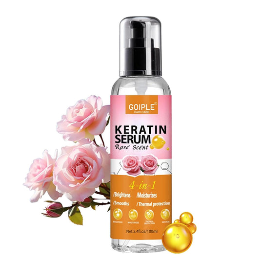 Keratin Protein Hair Serum Keratin Styling & Moisturizing Oil - anti Frizz Control Nourishes & Repair Keratin Serum Oil for Dry Damaged Hair Heat Protectant Serum for Shine Prevent Hair Burns (Rose)